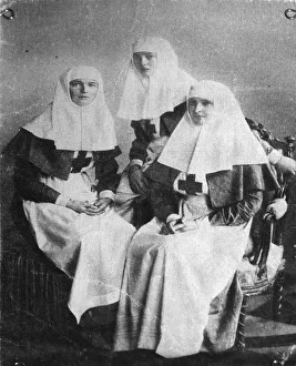 Tsarina Alexandra and Grand Duchesses Olga and Tatiana of Russia, 1914 Tsarina Alexandra and Grand Duchesses Olga and Tatiana of Russia, 1914