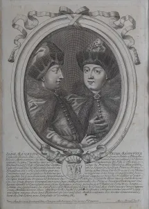 The Tsars Ivan Alexeyevich and Peter Alexeyevich of Russia. Artist: Larmessin, Nicolas de (1640-1725) The Tsars Ivan Alexeyevich and Peter Alexeyevich of Russia. Artist: Larmessin, Nicolas de (1640-1725)