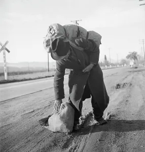 Dorothea Lange Print: Bindle-Stiff in Napa Valley, 1938