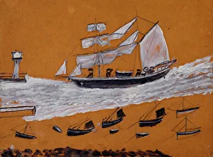 Two-master and Fishing Fleet, c1930 Print