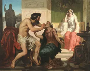 Academic Art Prints: Ulysses Recognized By Eurycleia, ca. 1849. Creator: Chifflart, Francois (1825-1901)