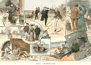 Our Umbrellas, 1886 Print from The Graphic