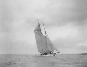 Unknown schooner under sail. Creator: Kirk & Sons of Cowes Unknown schooner under sail. Creator: Kirk & Sons of Cowes