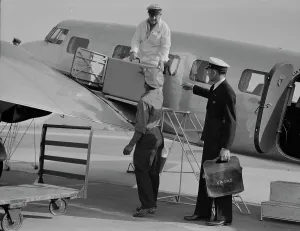 Unloading Baggage for Inspection, Glendale Airport, 1937 Print