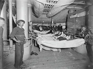 U.S.S. Brooklyn Hammocks on Deck Print, 1896-1899