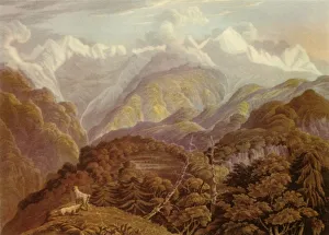 The Valley of the Jumna Showing the Two Grand Peaks of Bunder Punch, 1946. Creators The Valley of the Jumna Showing the Two Grand Peaks of Bunder Punch, 1946. Creators