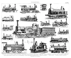 Images Dated 2012: Various Steam Train Engines Print, 1900 Engraving
