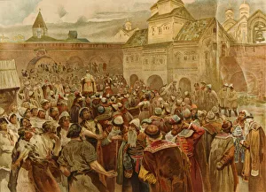 The Veche in the republic of Novgorod, 1907. Artist: Lebedev, Klavdi Vasilyevich (1852-1916) The Veche in the republic of Novgorod, 1907. Artist: Lebedev, Klavdi Vasilyevich (1852-1916)