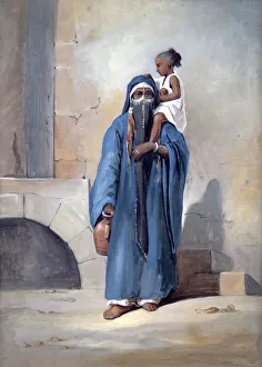 Veiled Egyptian Woman, mid 19th century. Artist: Emile Prisse D'Avennes Veiled Egyptian Woman, mid 19th century. Artist: Emile Prisse D'Avennes