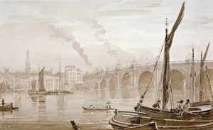 London River Thames Scene Prints: View of Blackfriars Bridge from the Surrey shore