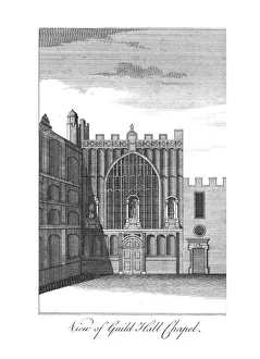 London Cityscape 18th Century Prints: View of Guild Hall Chapel. c1775