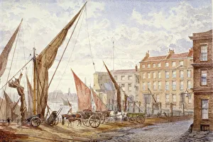 British Shipping Industry History Prints: View of Maidstone Wharf, Queenhithe, City of London, 1865. Artist: Alfred Slocombe