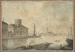 Neva River Landscape Prints: View of the Neva and the Academy of Sciences