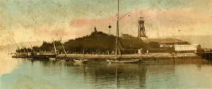 Hand Coloured Postcards Prints: View of the Port Tewfiek, c1918-c1939. Creator: Unknown