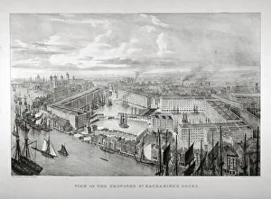 British Civil Engineering Projects Prints: View of the proposed St Katharines Dock, London, c1825. Artist: Thomas Mann Baynes