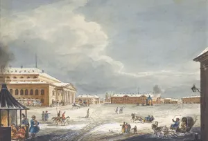View of the Saint Petersburg Imperial Bolshoi Kamenny Theatre. Artist: Kolmann, Karl Ivanovich (1786-1846) View of the Saint Petersburg Imperial Bolshoi Kamenny Theatre. Artist: Kolmann, Karl Ivanovich (1786-1846)