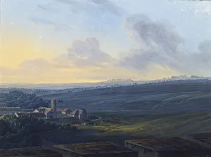 View of Tsarskoye Selo from the White Tower, after 1826. Artist: Zhukovsky, Vasily Andreyevich (1783-1852) View of Tsarskoye Selo from the White Tower, after 1826. Artist: Zhukovsky, Vasily Andreyevich (1783-1852)
