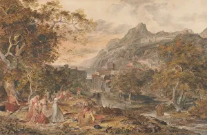 View of Vietri with Young Country Women Dancing for Shepherds in the Foreground, 1800 View of Vietri with Young Country Women Dancing for Shepherds in the Foreground, 1800