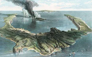 Volcano on the island of Thera (Santorini) in eruption, 1866 Volcano on the island of Thera (Santorini) in eruption, 1866