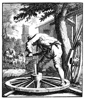 18th Century Wagon Maker Print