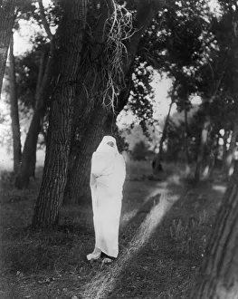 American Indian Photography Prints: Waiting in the forest-Cheyenne, c1910. Creator: Edward Sheriff Curtis