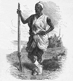 Monochrome Print Collector Prints: Warrior of Elmina, c1880