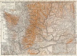 Vintage USA Maps Prints: Washington