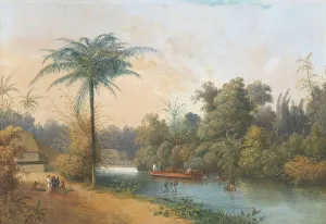 Dutch Colonial Era Images Prints: Waterfall at Tjieroek Betong Java