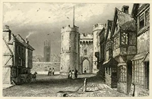 Prints of West Gate, Canterbury, Kent, c1845. The Westgate, built c1379, is the largest surviving medieval gatehouse in England. It is the only remaining gate of the original seven medieval gates Canterbury Prints: West Gate, Canterbury, Kent Print c1845