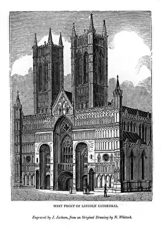 West front of Lincolin Cathedral, 1843. Artist: J Jackson West front of Lincolin Cathedral, 1843. Artist: J Jackson