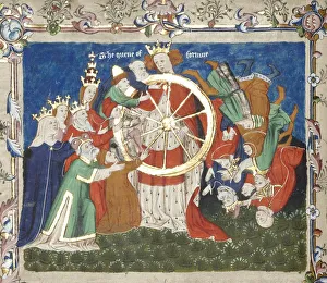 The Wheel of Fortune (from an manuscript of Troy Book by John Lydgate), Mid of the 15th century. Artist: Anonymous The Wheel of Fortune (from an manuscript of Troy Book by John Lydgate), Mid of the 15th century. Artist: Anonymous