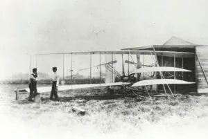 Wilbur and Orville Wright with Flyer II at Huffman Prairie, Dayton, Ohio, USA, May 1 Wilbur and Orville Wright with Flyer II at Huffman Prairie, Dayton, Ohio, USA, May 1