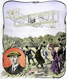 Wilbur Wrights first flight in Europe at the Hanaudieres racetrack near Le Mans, France Wilbur Wrights first flight in Europe at the Hanaudieres racetrack near Le Mans, France
