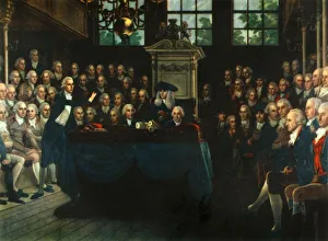 Prints of William Pitt, the Younger, Addressing the Commons, 1793, (1947). Session of parliament in the Palace of Westminster, London. Prime Minister William Pitt is on his feet William Pitt The Younger Prints: William Pitt, the Younger, Addressing the Commons Print 1793