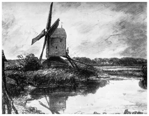 Monochrome Landscape Art Prints: A Windmill, 1802 (1899)