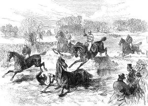 Black And White Horse Art Prints: The Windsor Steeplechase, 1869. Creator: Unknown