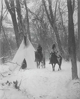 Native American Encampment Prints: The winter camp-Apsaroke, c1908. Creator: Edward Sheriff Curtis