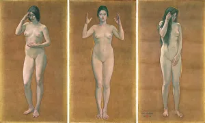 Allegory And Literature In Art Prints: Wisdom, Impression, Sentiment (Triptych), 1899. Creator: Seiki; Kuroda (1866-1924)