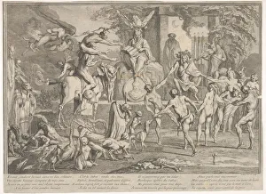 Witches Sabbath, within a nocturnal landscape, a necromancer seated at top cente..., ca Witches Sabbath, within a nocturnal landscape, a necromancer seated at top cente..., ca