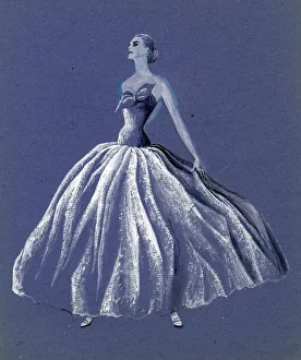 Woman in strapless ballgown, c1952. Creator: Shirley Markham Woman in strapless ballgown, c1952. Creator: Shirley Markham