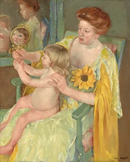 Woman with a Sunflower, c. 1905. Creator: Mary Cassatt Woman with a Sunflower, c. 1905. Creator: Mary Cassatt