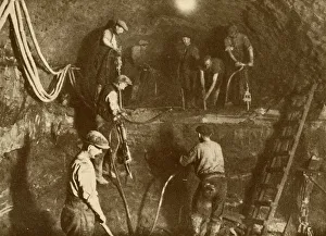 British Civil Engineering Projects Prints: At Work on the New Mersey Tunnel, c1930. Creator: Unknown