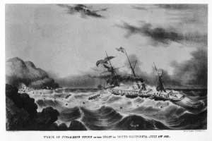 The wreck of the steamship Union on the coast of lower California, 1851 (1937).Artist: John Henry Bufford The wreck of the steamship Union on the coast of lower California, 1851 (1937).Artist: John Henry Bufford