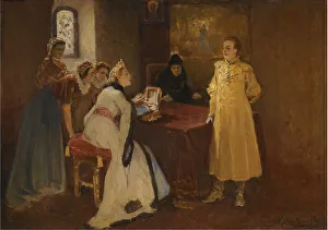 Xenia Godunova and False Dmitry. Artist: Lebedev, Klavdi Vasilyevich (1852-1916) Xenia Godunova and False Dmitry. Artist: Lebedev, Klavdi Vasilyevich (1852-1916)
