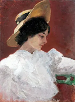 Impressionism Oil Paintings Prints: Yellow hat