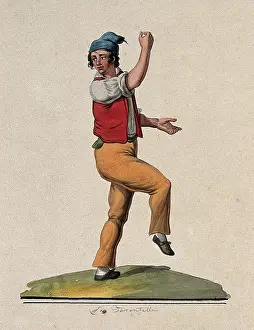 Watercolour Artwork Prints: A young man dancing the tarantella. Creator: Unknown