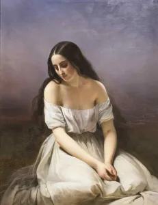A young woman kneeling, 1839. Creator: Brune-Pagès, Aimée (1803-1866) A young woman kneeling, 1839. Creator: Brune-Pagès, Aimée (1803-1866)
