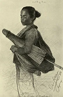 Young Woman with Parasol, Magalang, Java Print, 1898