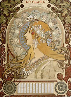 Zodiacal calendar, 1897. Artist: Alphonse Mucha Zodiacal calendar, 1897. Artist: Alphonse Mucha