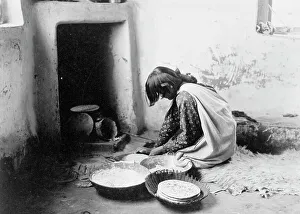Black And White Food Images Prints: Zuni bread maker, c1903. Creator: Edward Sheriff Curtis